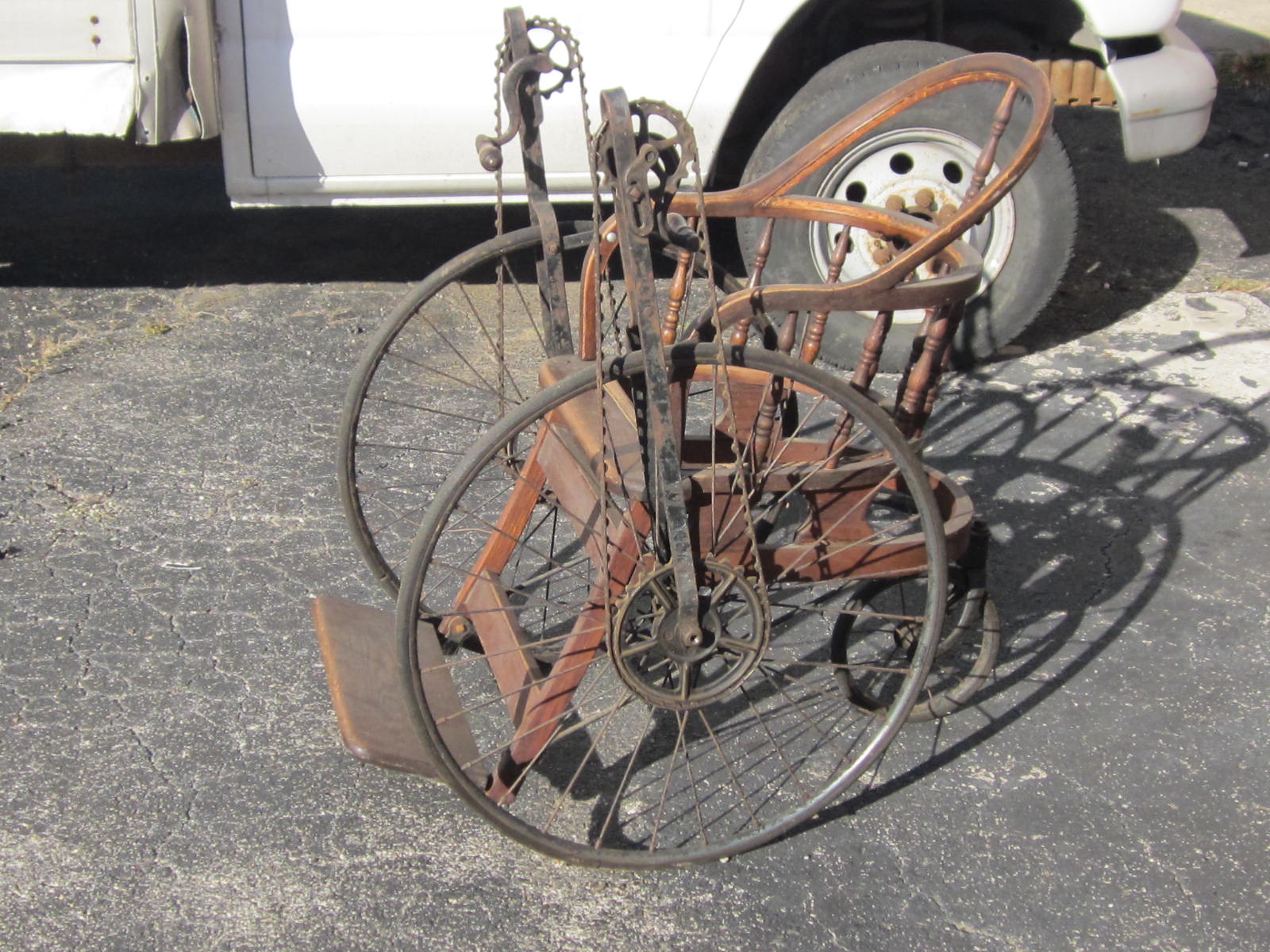 Antique Hand Crank & Chain Driven Wheelchair / Unique & Unusual