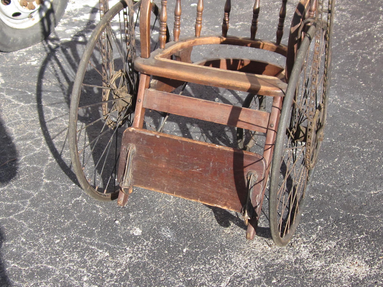Antique Hand Crank & Chain Driven Wheelchair / Unique & Unusual